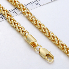 Customized ANY Length 5mm 18K Yellow Gold Filled Necklace Mens Womens Wheat Link Chain Wholesale Jewelry