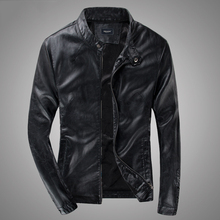THOOO Brand New winter Men’s Fashion stand collar Short section Slim Fit PU leather Coat men leather motorcycle jackets L-4XL
