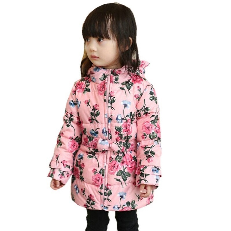 New 2015 Winter Girls 100%  Down Jacket  Thick Hooded Duck Down Windbreaker Medium-long Girls Parkas Coat KF031