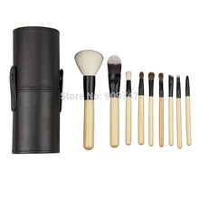 Professional 9 PCS Cosmetics Makeup Brushes Set with Black tube natural goat hair Make Up Brushes