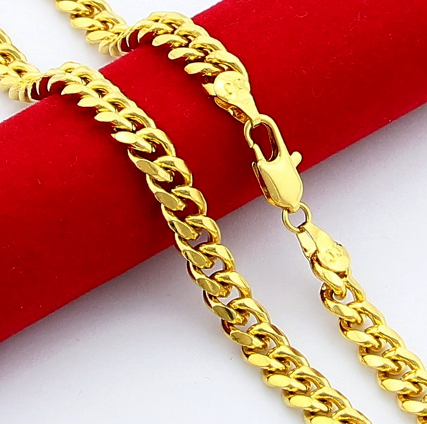 www.semadata.org : Buy 24K Gold Chain GJH64 / 6.5mm 21 inch men&#39;s 24K gold long chain necklaces ...
