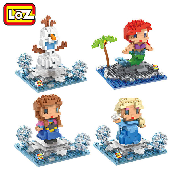LOZ Принцесса Ариэль Эльза Анна Олаф Игрушки Куклы Строительный Блок Модели Украшение Украшение Подарок Оригинальный Розничная Коробка Оптовая