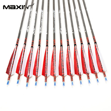 12x White and Red Feathers Archery Carbon Arrows Spine 500 and 7 5mm 80cm Bows and