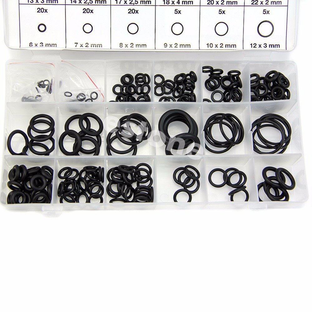 225 x Rubber O Ring O Ring Washer Seals Assortment Black for Car