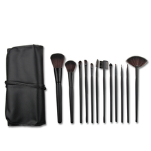 Portable 12pcs makeup brushes kabuki foundation cosmetic brush and leather bag pinceaux maquillage brand E Muse