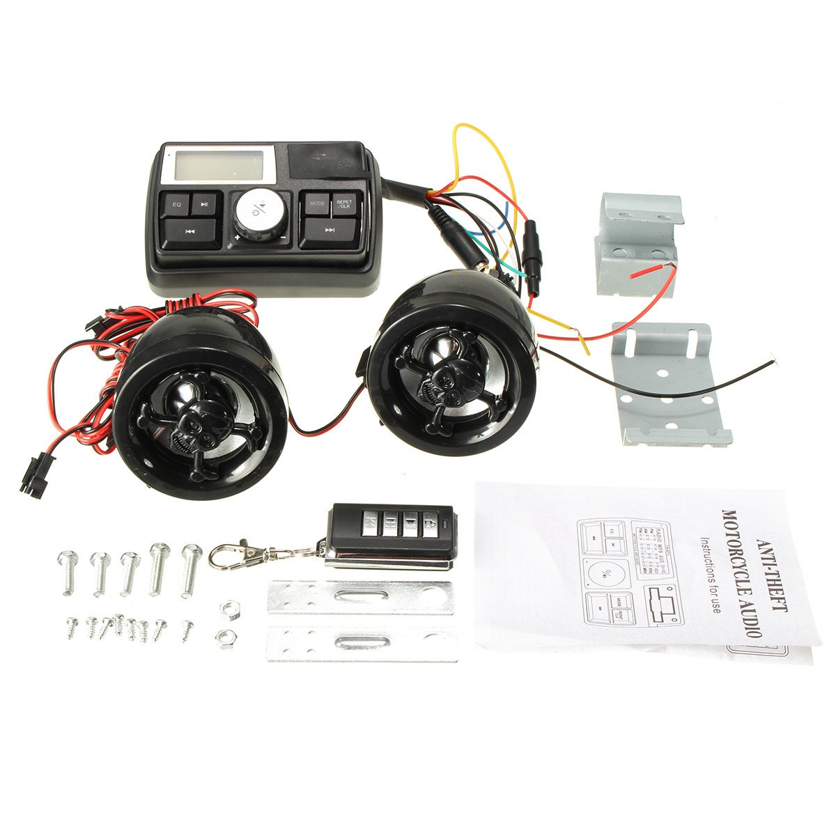 Anti-theft Motorcycle Handlebar Audio System Alarm MP3 Player Speaker FM USB/SD Anti-theft Motorcycle Handlebar Audio System Alarm MP3 Player Speaker FM USB/SD