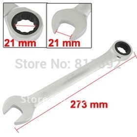 High quality Chrome-vanadium Steel 21mm Metric Ratchet Combination Wrench Spanner Free Shipping