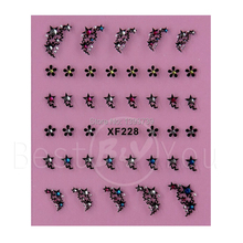 Hot 1 sheet beautiful star and flower nail sticker colorful elegant peelable nail art MJ1275 XF228