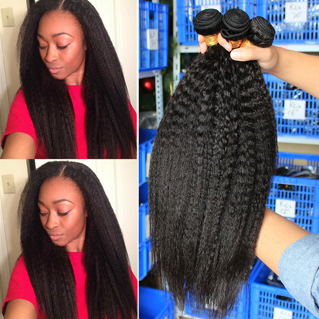 Kinky Straight Hair Brazilian Virgin Hair Weave Bundles Coarse Yaki 100% Human Hair Bundles 3 Dolago Hair Products Extensions