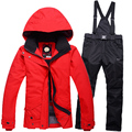 Women Cheap Snow jacket Ski suit sets skiing snowboard waterproof windproof ski jacket Bib pants Red