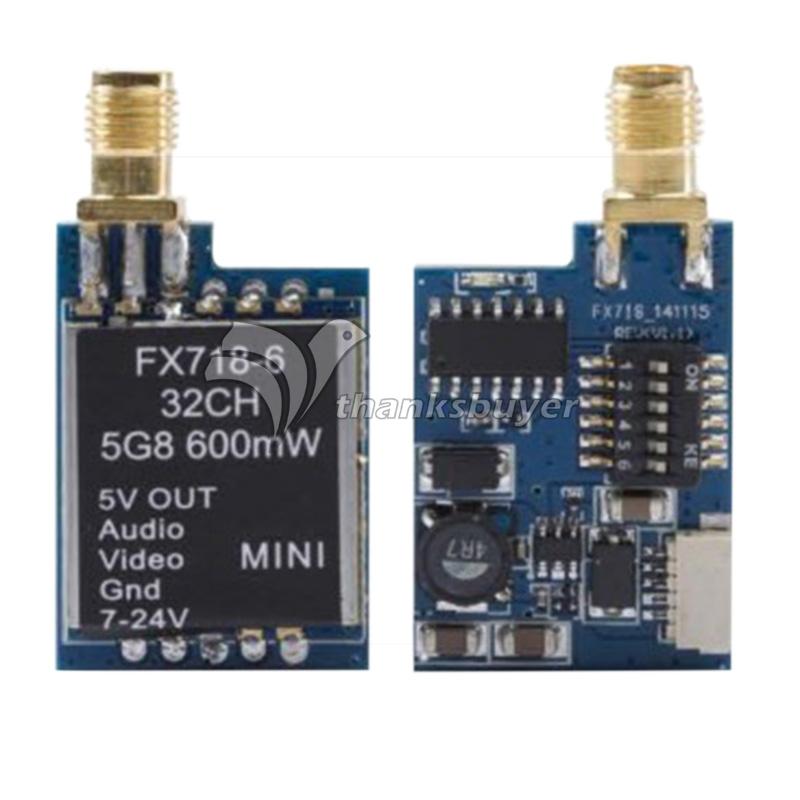 FX718-6 5.8G 600mW 32CH FPV Mini Wireless AV Transmitter TX 5V Output for Multicopter