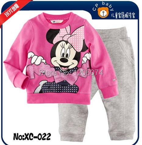 6set/lots brand Boys Girls Sleepwear Children Cartoon Minnie Mickey Pajamas Kids long Sleeve Pyjamas XC022