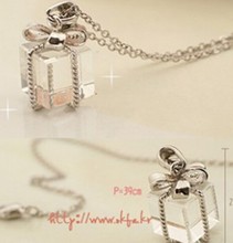 925 sterling silver jewelry Bowknot is brief paragraph necklace gift box fashion necklaces for women 2014 christmas gift