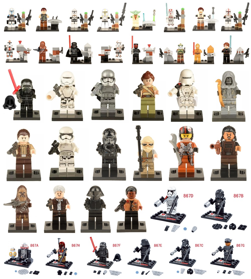 Одной Продажи Звездные войны Minifigures Сила Пробуждается Kylo Рен Дарт Вейдер C3PO Йода Solider Игрушки Строительных