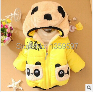 SY 057 Free Shipping Children Panda Cartoon Outerwear Baby Winter Thickening Hooded Boys And Girls Cotton
