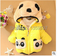 SY 057 Free Shipping Children Panda Cartoon Outerwear Baby Winter Thickening Hooded Boys And Girls Cotton