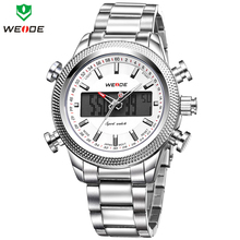 WEIDE Men Army Military Watch Analog Digital LED Quartz Sports Watches Full Steel Luxury Brand Fashion