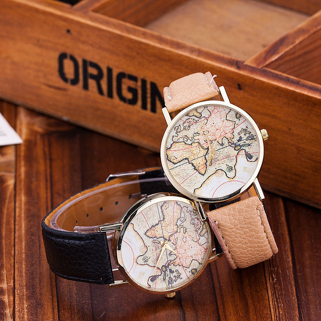 Zegarek damski stara mapa retro różne kolory