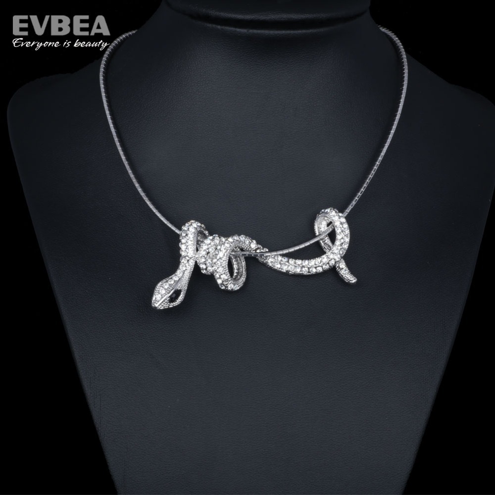 Fashion Jewelry Snake Chain 925 Silver Snake Pendant Necklace Collar Crystal Ophidian Choker Necklaces Sexy For