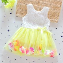 Summer Baby Girl One Piece Dress flower Dressing lace ball gown sleeveless Dresse Girl Petticoat Robe Fille Enfant BD003