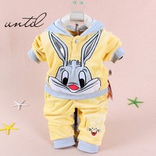 New baby clothing set 2015 Spring/Autumn baby’s set cartoon rabbit boys girls clothes twinse suits hoodie pant children clothing
