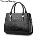 DreamShining Hot Sale Guaranteed 100 Shaped Alligator Patent Leather Handbags Zipper Solid Brand Design Women Messenger