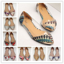 New Arrival Brazil Fashion Women’s Casual Floral Print Metal Decorative Pointed Toe Flats Shoes Plus size 34-42 sapato feminino