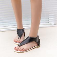 Summer Shoes Womens Gladiator Flat Sandals Sexy Ladies Roman School 41-47 Big Size Low Heels T-Strap Shoes Rome Sandals