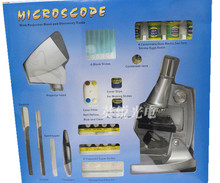 100X 400X 1200X LED niños educativos del juguete estudiante Kids iluminado microscopio con lámpara del proyector de luz y Preapred espécimen