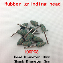 Lijadora de banda herramientas de diamante 100 unids Hot New ruedas de goma Flint Aberdeen cónico Head diámetro 10 mm de Metal pulido de pulido 3 * 10 mm
