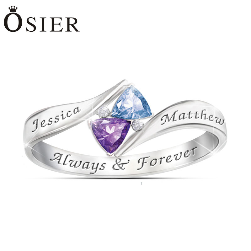 Wedding ring with family birthstones