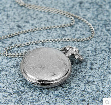 Silver Round Vintage Pocket Watch Necklace For Gift Pocket Fob Watches