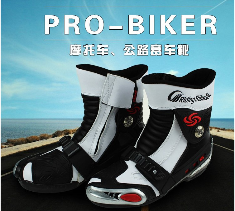 Free shipping Pro-biker A008 motorcycle boots motorcycle road racing shoe boots riding boots motorcycle equipment / white