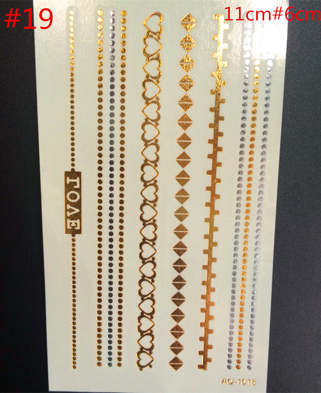 2015sex of human body art tattoo stickers shiny metallic gold and silver temporary flash disposable indians