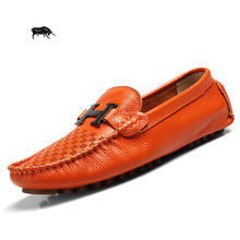 High quality men leather shoes soft comfortable men flats shoes Brand design men loafers Moccasins driving shoes for men