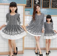 Family Puff Sleeve A-line Dress Fashion Clothes Family Dress for Mother and Daughter Girls/Women Dress Spring and Autumn DR33