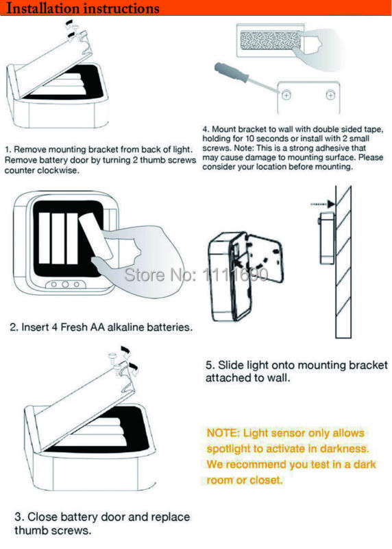 led night light Installation instructions