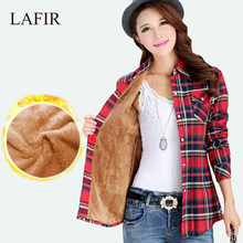 Velvet Thick Warm Women’s Plaid Shirt Female Long Sleeve Tops Plus Size Winter Check Blouse Blusas Femininas Chemise Femme