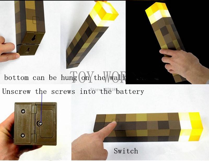 Original Light Up Minecraft Torch Lamp Hand Held or Wall Mount