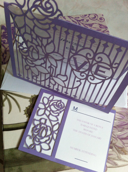 Rose garden laser cut wedding invitations