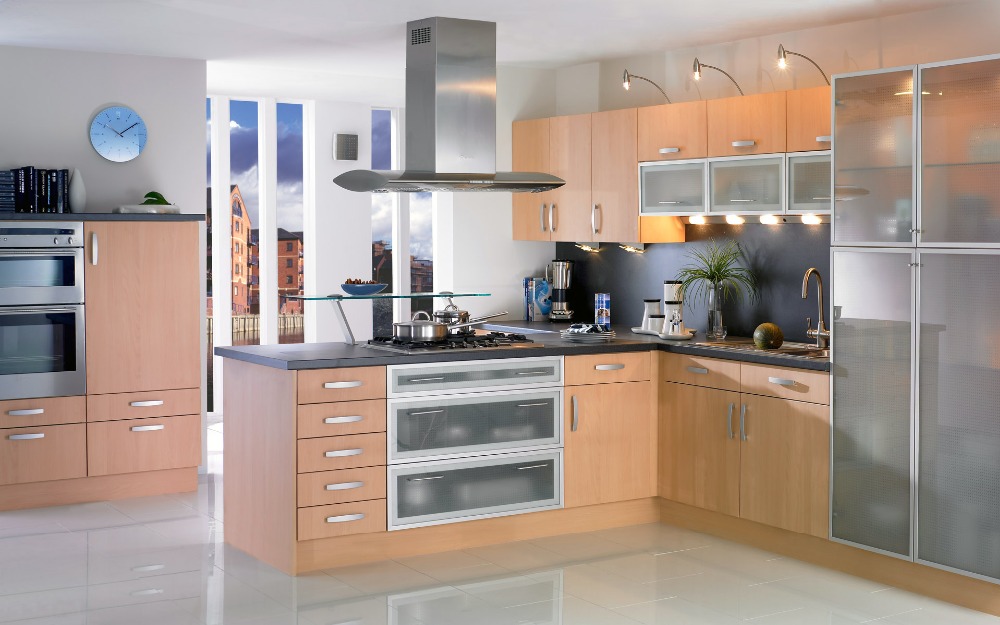 Gabinete de madera con diseño de la marina de guerra ... Diseño Madera cocina isla de