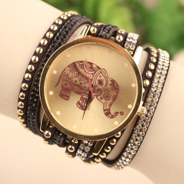 New Sale 2015 Popular Diamond Jewelry Quartz Watch Women Dress Watches Relogio Feminino Fashion Elephant Pattern