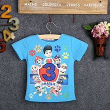 2015 new Hot Paw Patrol summer Kids Boys Girls Cartoon Tees Tops shirt Clothing 2 7Y