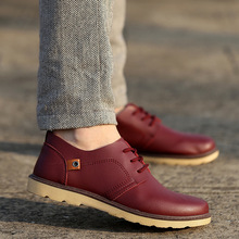 spring autumn new fashion men leather shoes casual breathable flats adult male Oxfords sneakers size 39
