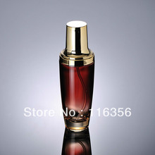 100ml red glass lotion bottle with golden pump for Cosmetic Packaging