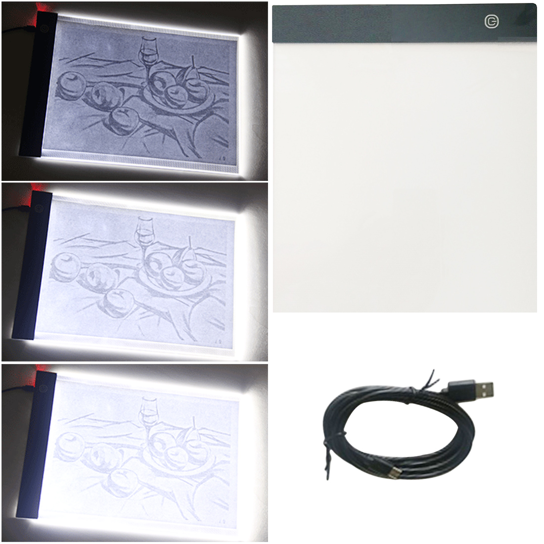 Almohadilla De Pintura De Luz Caja De Luz LED Almohadilla De Luz De Trazado Ultrafino Con Modo De Atenuaci/ón Tablero De Copia Alimentaci/ón Por Cable USB Para Artistas Dibujo Copia De Caligraf/ía