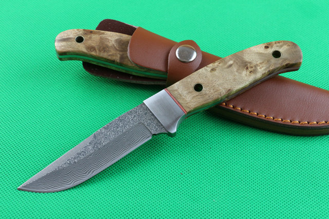 Newest Damascus fixed knife rescue tools 60HRC camping survival knives tactical Damascus steel blade hunting camping