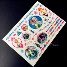 ICE Princess Cartoon Tattoo Elsa Anna Child Flash Tattoo Sticker Kids Jewelry HCG129 Frozen New Style Body Arm Tatoo Henna Paste