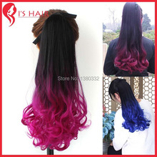 HOT SELL!Ombre Ponytail Colorful Hair Drawstring Ponytail Hair Clip in Hair Extensions Gradient wave Ponytail Extensions