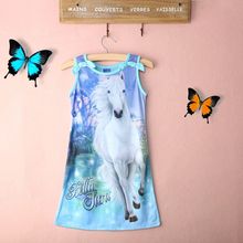 Casual Kids clothes Girl dress Print cotton Sleeveless Summer Dress girl clothing for age 4-12Years